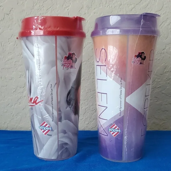 Selena Quintanilla Travel Tumblers Set 3 Cups Stripes 2019 - Picture 4 of 6
